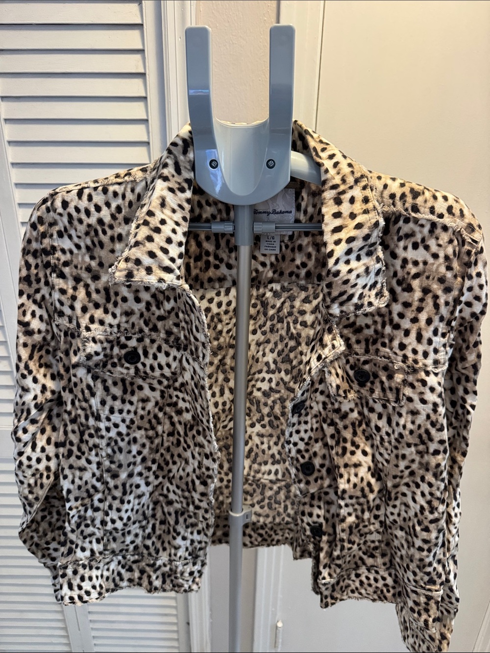 Tommy Bahama Cream Jacket with Brown and Black Leopard Spots